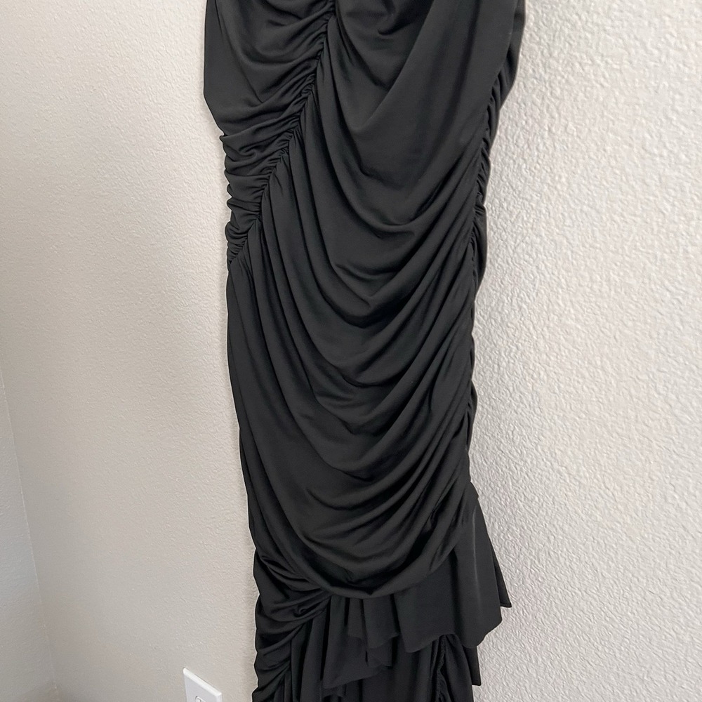2XL Dress Maxi High low Ruffled Draped Ruche Asymmetrical Whimsigoth Stretch - Picture 7 of 11